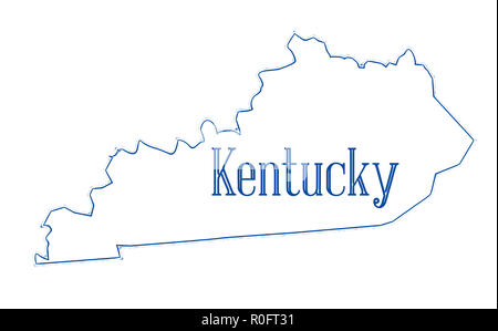 Mappa di stato profilo del Kentucky su uno sfondo bianco Foto Stock