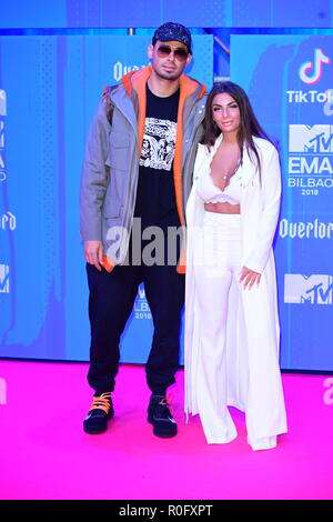 Afrojack e Elettra Lamborghini che frequentano gli MTV Europe Music Awards 2018 tenutasi a Bilbao Exhibition Centre, Spagna Foto Stock