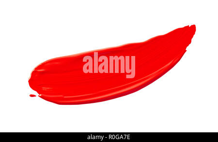 Close up di rossetto o smalto per unghie colpi su sfondo bianco Foto Stock
