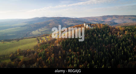 Vista aerea della Basilica della Visitazione della Beata Vergine Maria a Levoca, Slovacchia Foto Stock