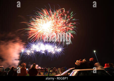 Fuochi d'artificio a Whitley Bay. Foto Stock