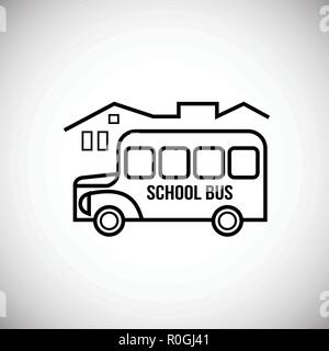 Scuola bus linea sottile su sfondo bianco Illustrazione Vettoriale