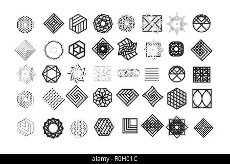 Set di forme geometriche. Trendy hipster background e logotipi. La religione, filosofia, spiritualità occultismo collezione di simboli Illustrazione Vettoriale