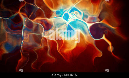 Abstract futuristico blu multicolore rosso onde di liquido e ripple Foto Stock