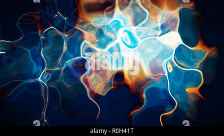 Abstract futuristico blu multicolore rosso onde di liquido e ripple Foto Stock