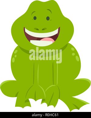 Cartoon illustrazione della rana divertente personaggio animale Illustrazione Vettoriale