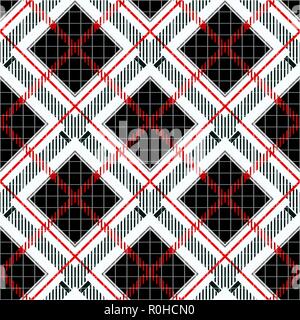 Maglietta classica Seamless Pattern. Plaid a scacchi sfondo vettoriale. Retrò design tessile dei motivi. A scacchi in tessuto di cotone. La dama con striscia tratteggiata Illustrazione Vettoriale