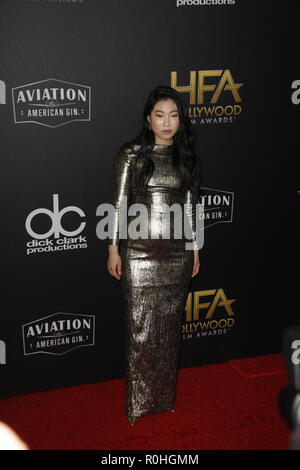 BEVERLY HILLS, CA - novembre 04: Host Awkwafina assiste la XXII edizione Hollywood Film Awards presso il Beverly Hilton Hotel il 4 novembre 2018 a Beverly Hills, la California. Foto: imageSPACE/MediaPunch Credito: MediaPunch Inc/Alamy Live News Foto Stock