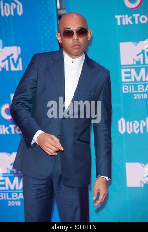 Bilbao, Spagna. 04 Nov, 2018. Joe Flizzow assiste il 2018 MTV EMAs, Europe Music Awards, a Bizkaia Arena di Bilbao Exhibition Centre (BEC) a Bilbao, Spagna, il 04 novembre 2018. Credito: dpa picture alliance/Alamy Live News Foto Stock