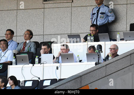 Nuova Zelanda capo allenatore Steve Hansen durante il 2018 Bledisloe Rugby test match tra la Nuova Zelanda e l'Australia al Nissan Stadium di Yokohama Kanagawa, Giappone il 27 ottobre 2018. (Foto di AFLO) Foto Stock