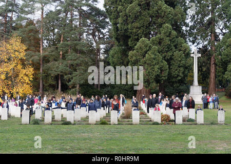 Woking, Regno Unito. Lunedì 5 novembre 2018. I visitatori nella sezione australiana del cimitero. WyrdLight/ Alamy Live News. Foto Stock