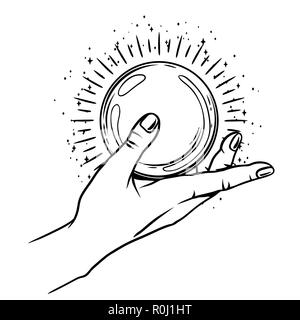 Mano aperta con magic ball. Illustrazione Vettoriale