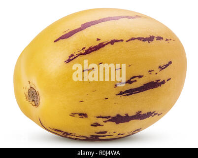 Pepino melone frutto isolato su sfondo bianco. Percorso di clipping. Massima profondità di campo. Foto Stock