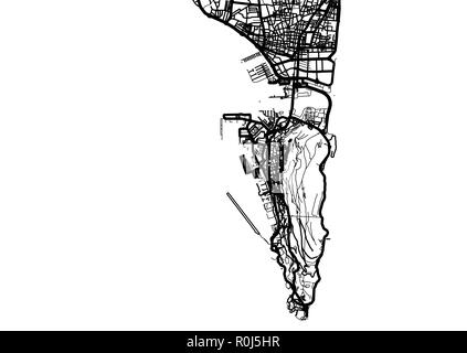 Vettore urbano mappa della città di Gibilterra, Spagna Illustrazione Vettoriale