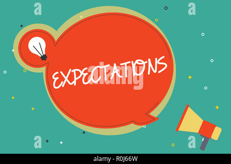 Segno di testo che mostra le aspettative. Foto concettuale forte convinzione che qualcosa accada o essere il caso. Foto Stock