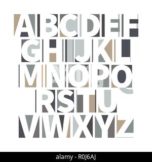 Minimalista font geometrico in tenui colori isolato su bianco Illustrazione Vettoriale
