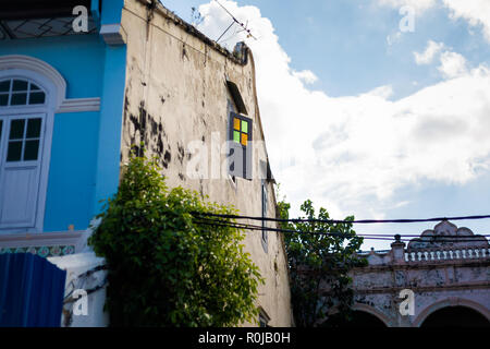 Bella architettura coloniale su Jonker Street nella città di Malacca in Malesia. Bellissima chinatown nel sud est asiatico. Foto Stock