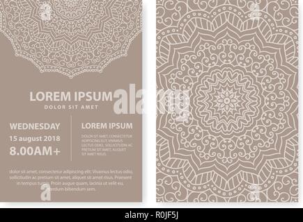 Motivo ornamentale, mandala. modello flyer Illustrazione Vettoriale