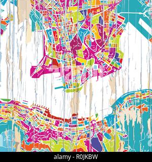 Colorata Hong Kong mappa. Vintage map serie. Illustrazione Vettoriale