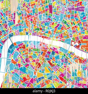 Londra mappa colorati. Vintage map serie. Illustrazione Vettoriale