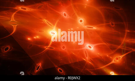 Fiery incandescente correlazione quantistica, generato dal computer sfondo astratto, rendering 3D Foto Stock