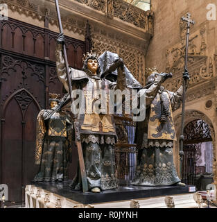 La Tomba di Cristoforo Colombo nella Cattedrale di Siviglia, Sevilla, Andalusia, Spagna Foto Stock