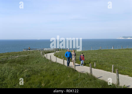 Sentieri per escursioni lungo il Canale della Manica a Cap Gris Nez (grigio naso cape), sulla Côte d'Opale, Pas-de-Calais, nel nord della Francia. Foto Stock