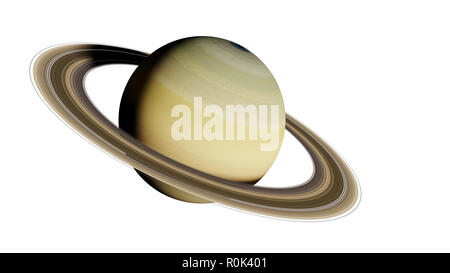 Pianeta Saturno, isolato su sfondo bianco Foto Stock