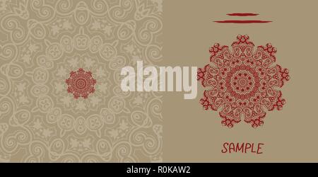 Invito a nozze card liginoru stile design, tribale indian henna marrone carta di invito Illustrazione Vettoriale