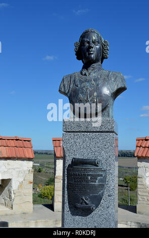 Un busto del reale il Barone Munchausen, Hieronymus Karl Friedrich Freiherr von Munchhausen, che hanno combattuto per i Russi nella guerra Russo-Turkish del 1735 Foto Stock