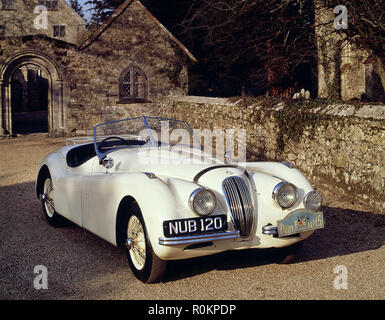 1950 la Jaguar XK120. A Beaulieu Foto Stock