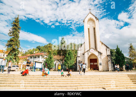 Sapa, Vietnam - 14 Ottobre 2018 : la cattedrale di Notre Dame Foto Stock