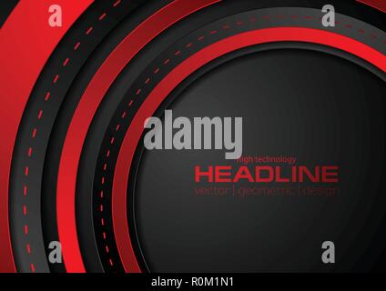 Abstract il contrasto di colore rosso e nero tech background dell'azienda. Vettore di progettazione geometrica Illustrazione Vettoriale