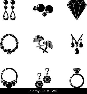 Bijouterie set di icone, stile semplice Illustrazione Vettoriale