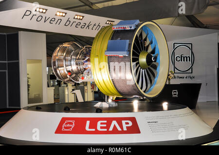 CFM International LEAP high-bypass motore turbofan prodotta da CFM International una joint venture paritetica tra GE Aviation e Safran motori di aeromobili Foto Stock