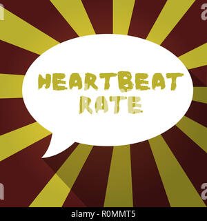 Segno di testo che mostra la frequenza cardiaca. Foto concettuale misurata dal numero di volte in cui il cuore si contrae al minuto. Foto Stock