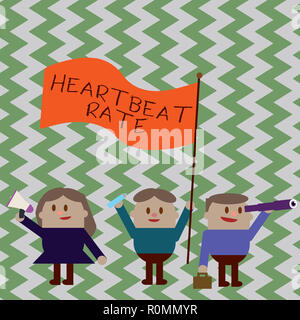 La scrittura della nota che mostra la frequenza cardiaca. Business photo vetrina misurata dal numero di volte in cui il cuore si contrae al minuto. Foto Stock