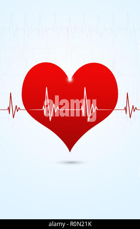 Abstract medico di fondo con un grande cuore rosso battitura Foto Stock