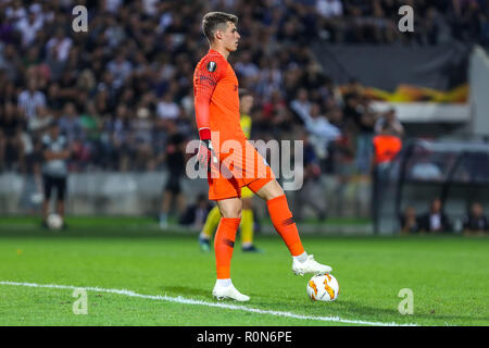Salonicco, Grecia - 20 Settembre 2018: Il giocatore del Chelsea Kepa Arrizabalaga in azione durante la UEFA Europa League tra PAOK vs FC Chelsea ha giocato a Foto Stock