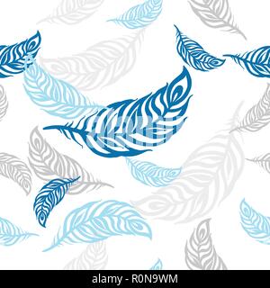 Piume seamless pattern luminoso per la biancheria da letto, poster, logo, sfondo, texture, stampa Illustrazione Vettoriale