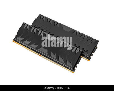 Ram DDR4 moduli di memoria isolate su uno sfondo bianco. Foto Stock