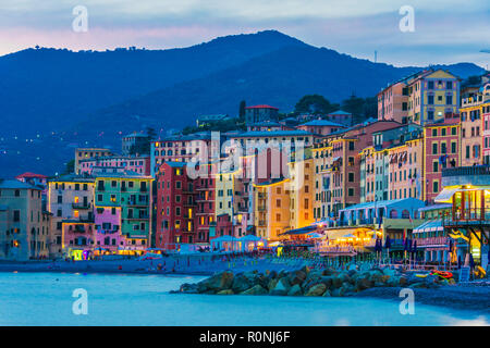 La località turistica di Camogli sulla Riviera Italiana nella Città Metropolitana di Genova, liguria, Italy Foto Stock