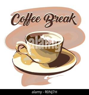 Disegnata a mano pausa caffè graphic design. Illustrazione Vettoriale. Illustrazione Vettoriale