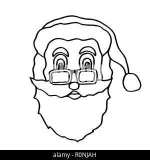 Monocromatico santa claus faccia in bicchieri disegnati a mano libera cartoon illustrazione Illustrazione Vettoriale