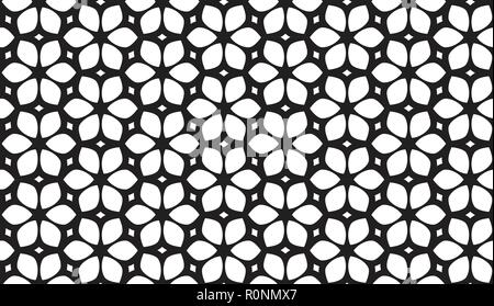 Bianco e nero astratto fiore geometrico del vettore modello senza giunture Illustrazione Vettoriale