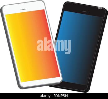Vettore di Smartphone mockup vista 3D, l'illustrazione del cellulare Illustrazione Vettoriale
