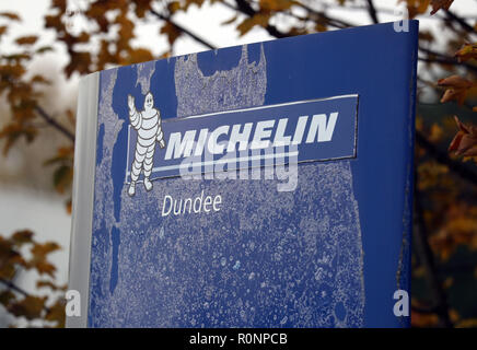 Una vista generale della Michelin Dundee fabbrica di gomme dopo che la società ha annunciato piani per chiudere il sito. Foto Stock