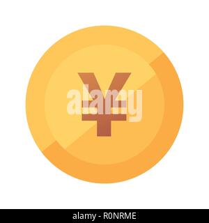 Yen giapponese icona coin - piatto illustrazione vettoriale con segno di Franc isolato su bianco. Illustrazione Vettoriale