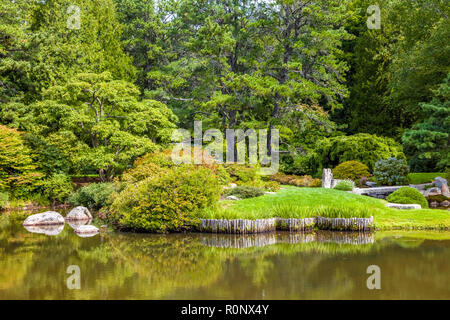 Azalea Asticou giardino nella zona nord-est di Porto sull'isola di Mount Desert nel Maine, Stati Uniti Foto Stock