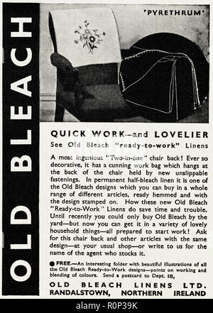 1930s vecchio vintage originale pubblicità pubblicità Piretro da vecchie lenzuola di sbianca Ltd Randalstown Irlanda del Nord Regno Unito nella rivista inglese circa 1932 Foto Stock